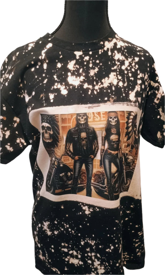 Men's Medium t-shirt~Biker couple-black