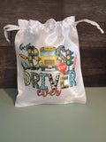 Satin drawstring bag~Best bus driver ever, multi color,school bus