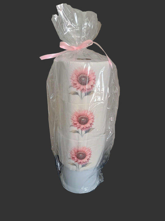 Decorative toilet paper with brush &stand~Pink sunflowers