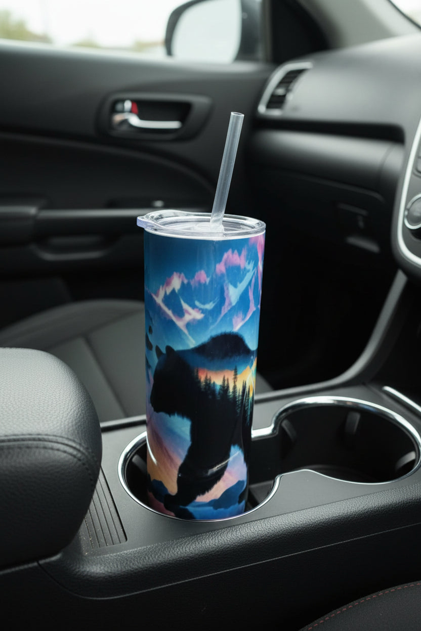 20 oz tumbler~bear in the wildlife