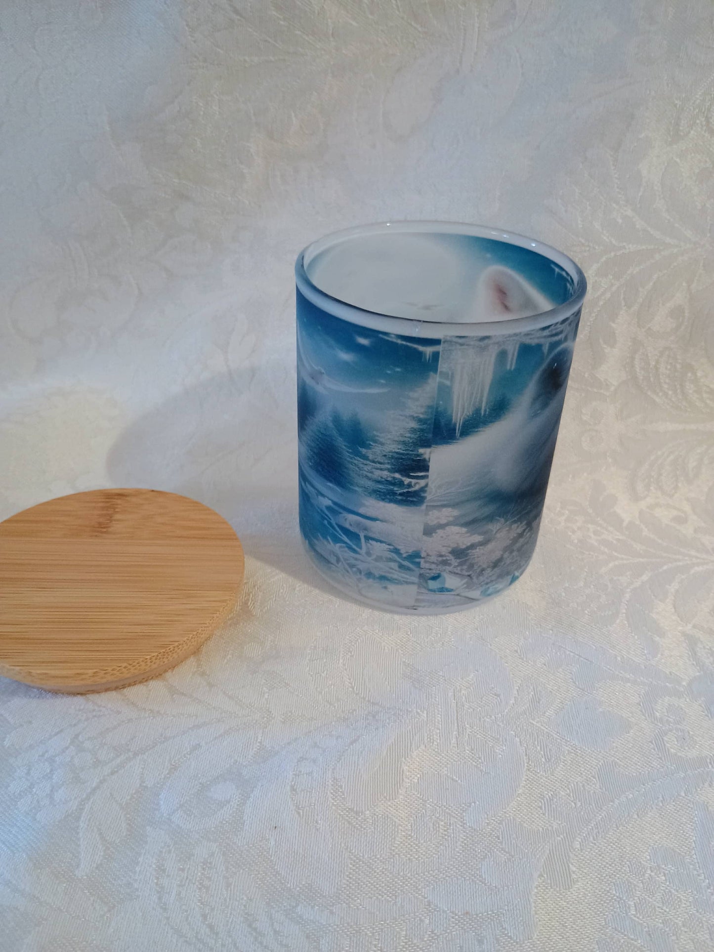 Glass Candle Jar~Wolf