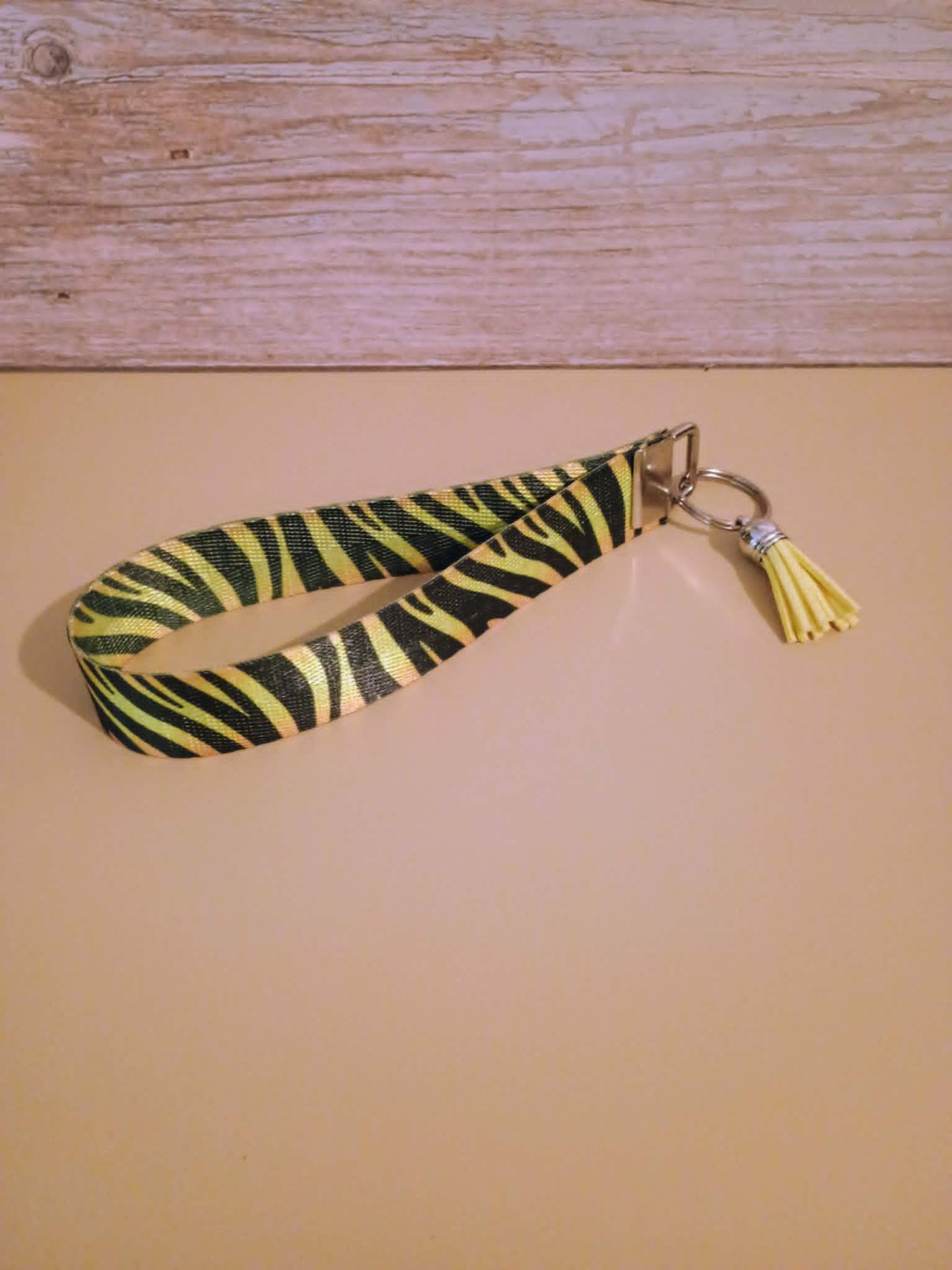 Wristlet keychain~yellow with stripes