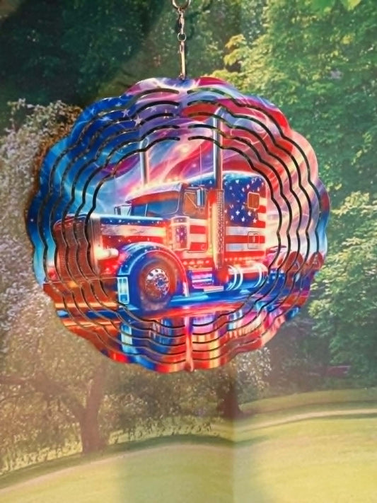 Round wind spinner~Tractor trailer