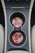Car coasters~Pink and white roses