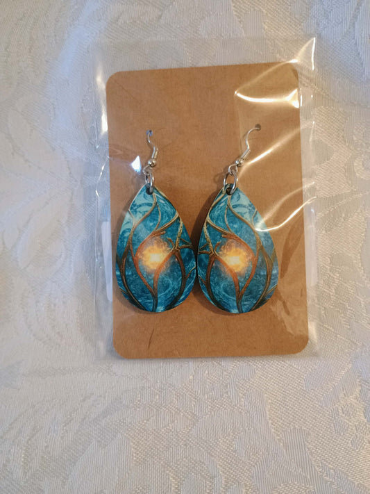 Earrings small~blue and bronze