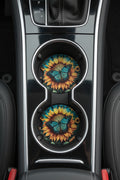 Car coasters~Teal and yellow with butterfly