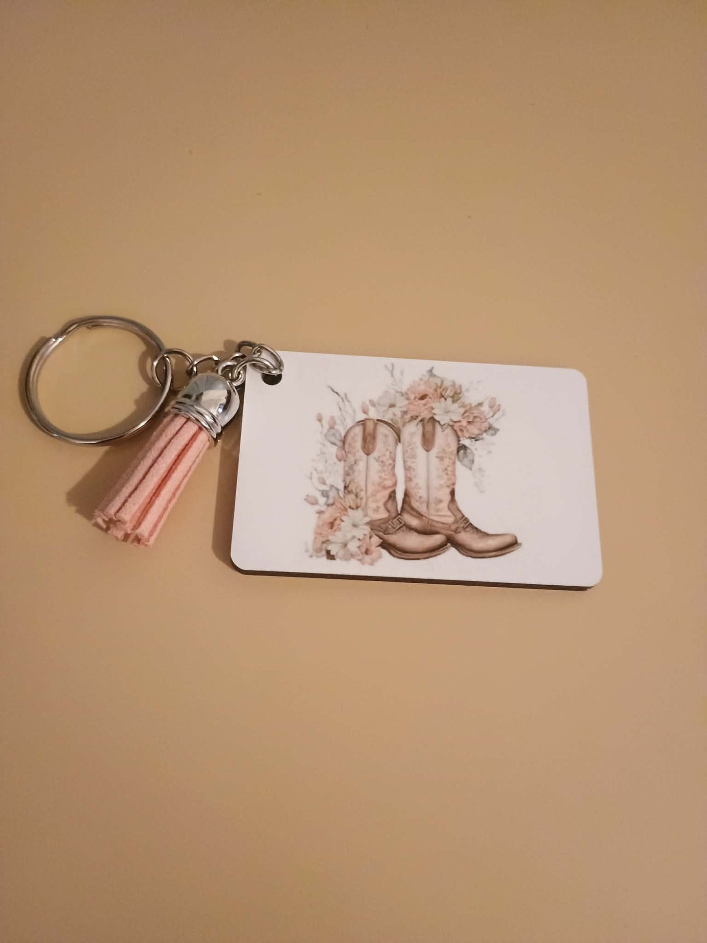 Rectangle keychain~pink boots