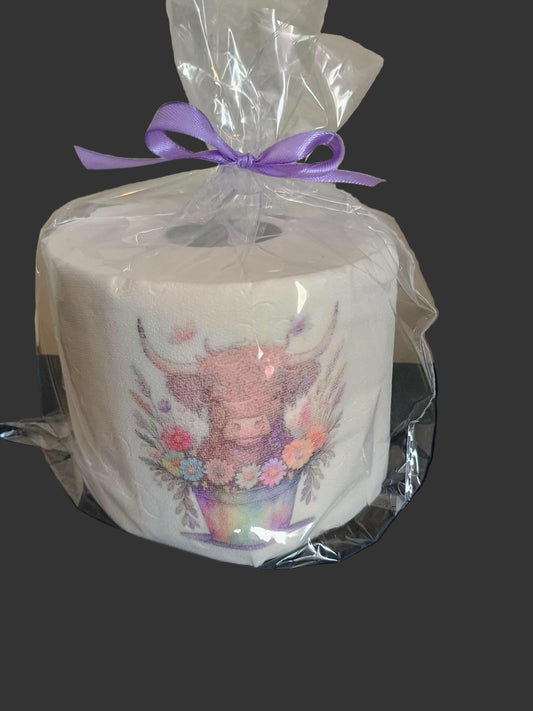 Single Decorative toilet paper~Highland cow with flowers