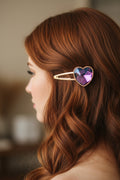 Metal Hair Barrette~purple and pink heart