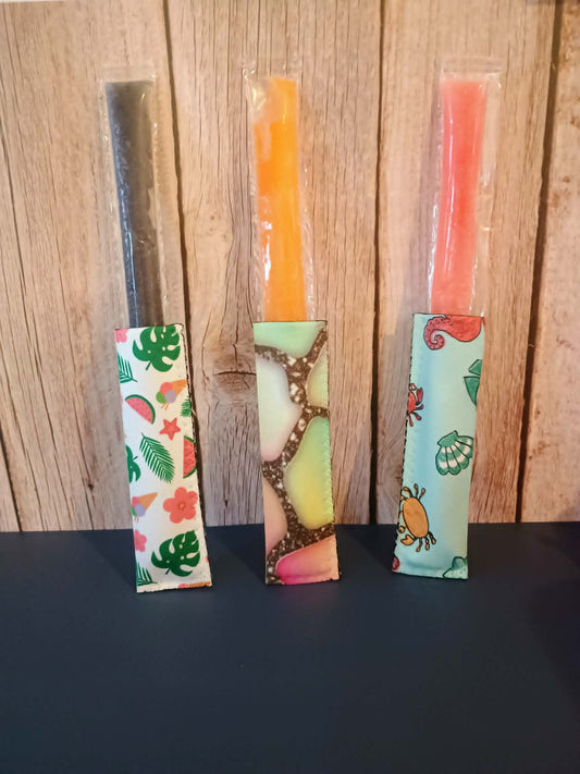 Ice pop sleeve small~palm leave, crackle & seashell