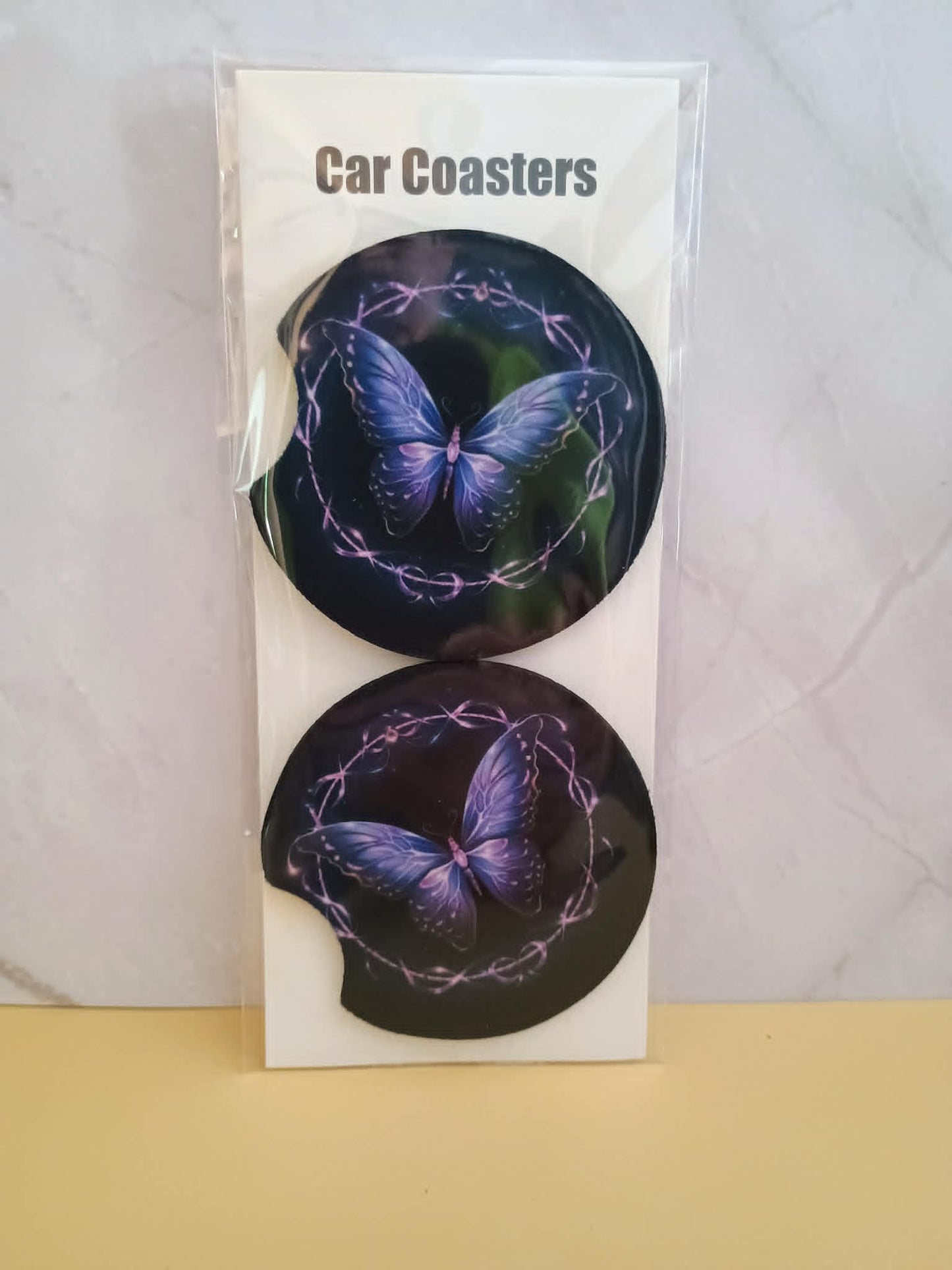 Car coasters~Purple butterfly