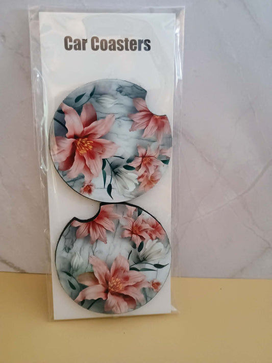Car coasters~Pink floral