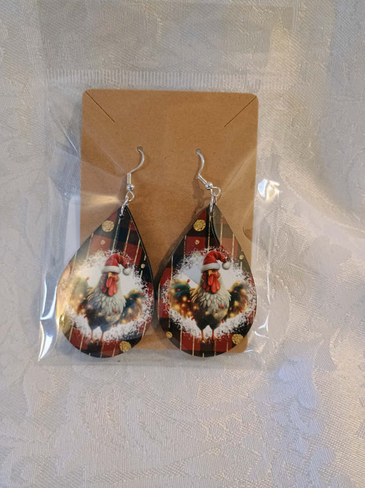 Christmas earring large~Chickens