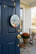 Fall door sign~Hello pumpkin orange, blue and yellow