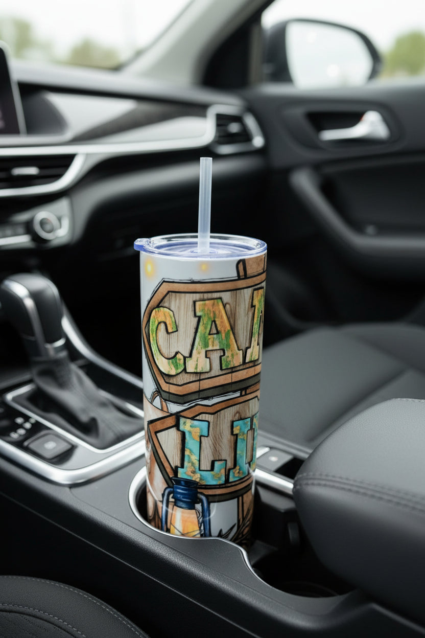 20 oz tumbler~ Camp life
