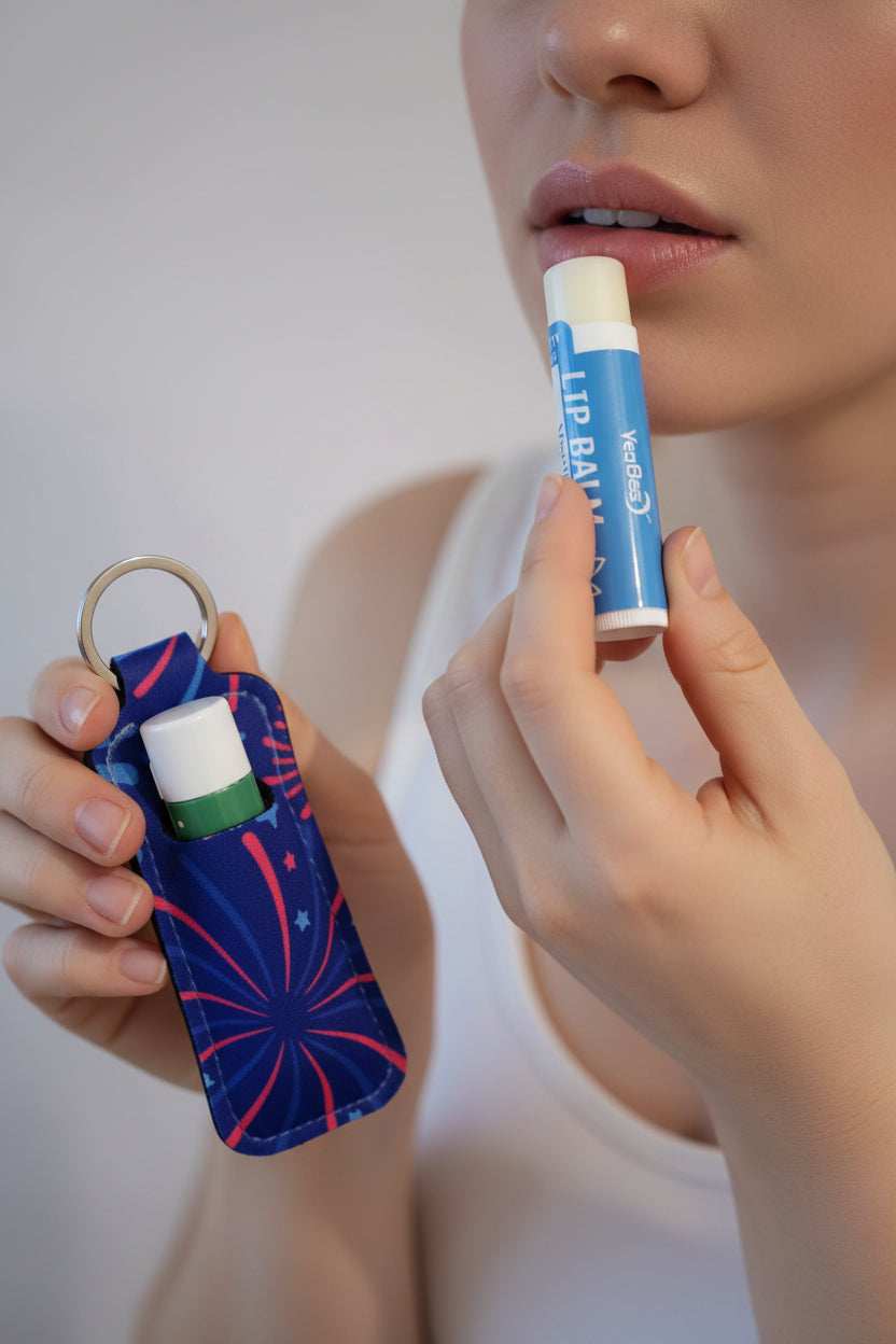 Chapstick holder~blue fireworks