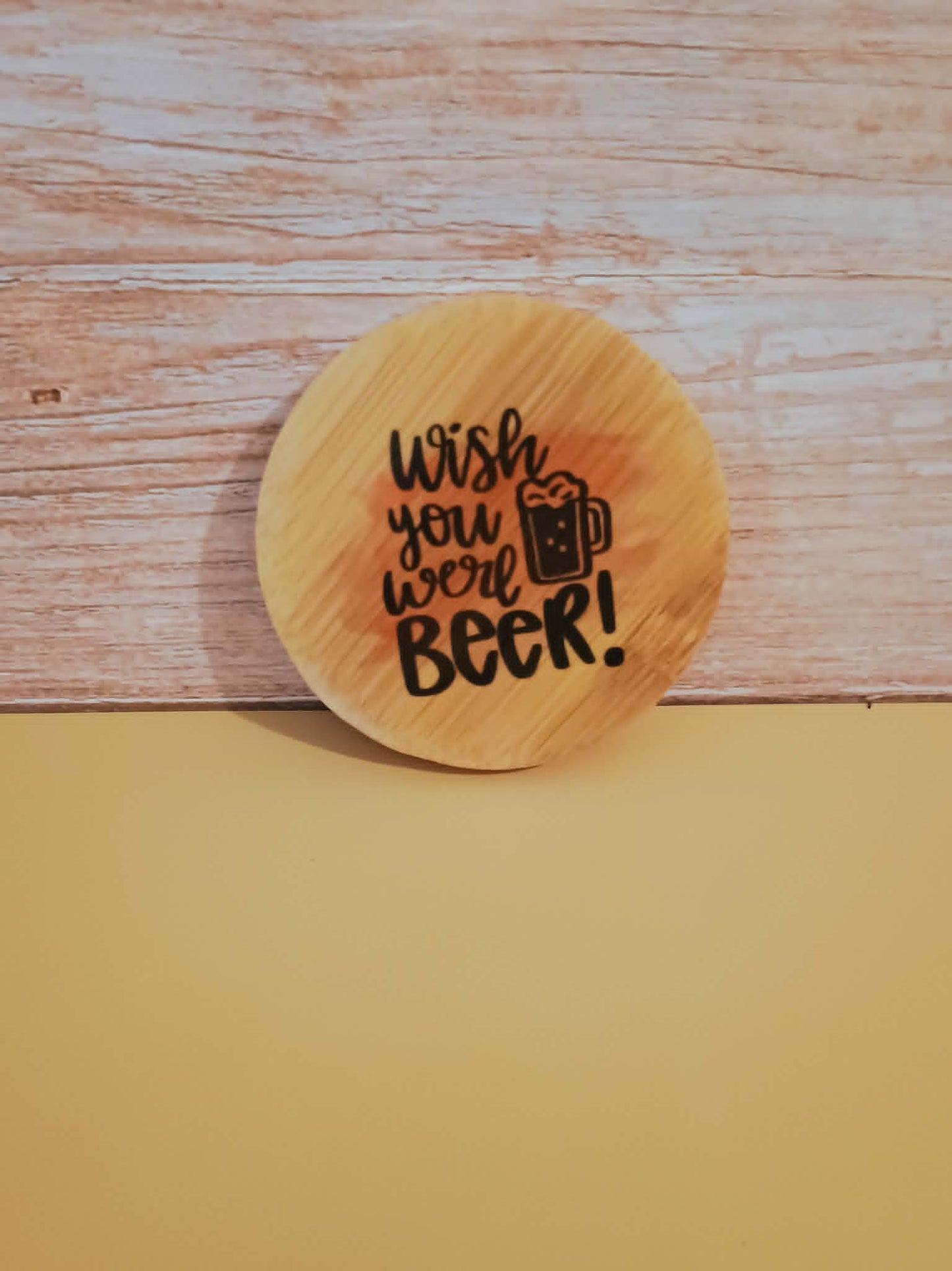 Wooden bottle opener~Wish you were a beer