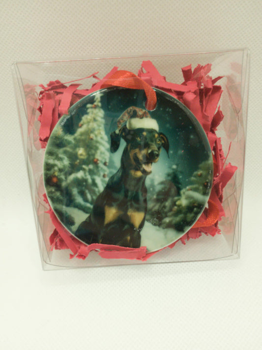 Ceramic Christmas ornament~Doberman