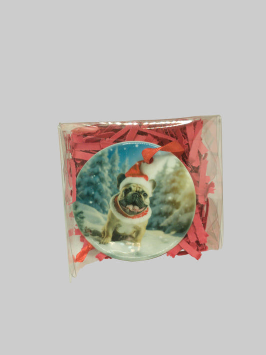 Ceramic Christmas ornament~Pug