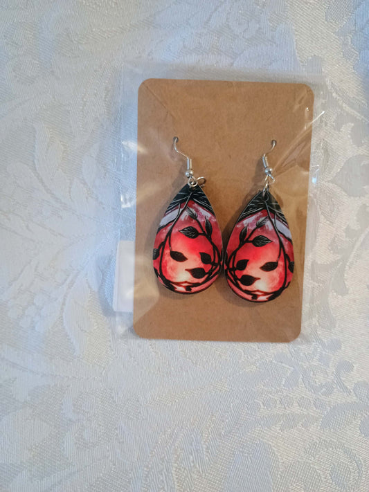 Earrings small~red and black