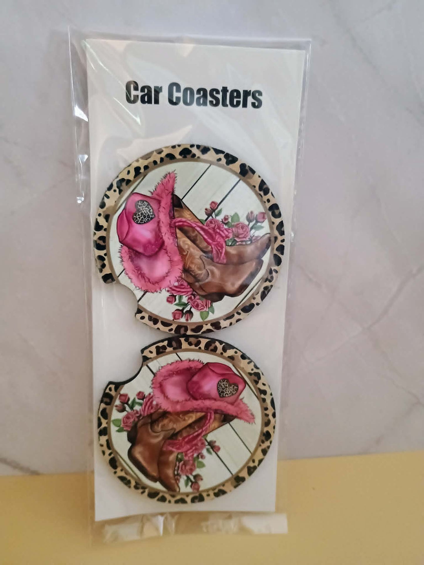 Car coasters~Pink hat with boots