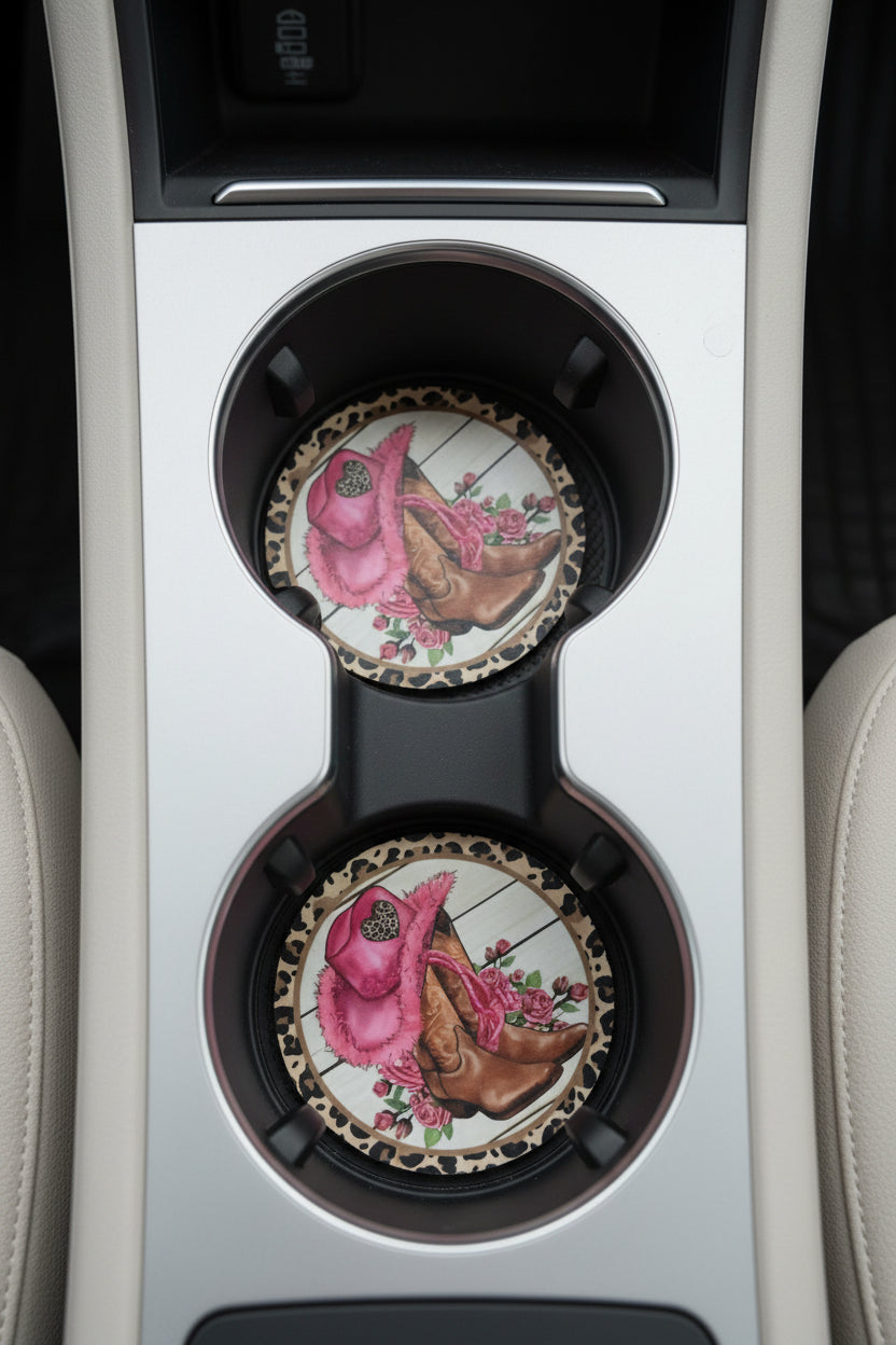 Car coasters~Pink hat with boots