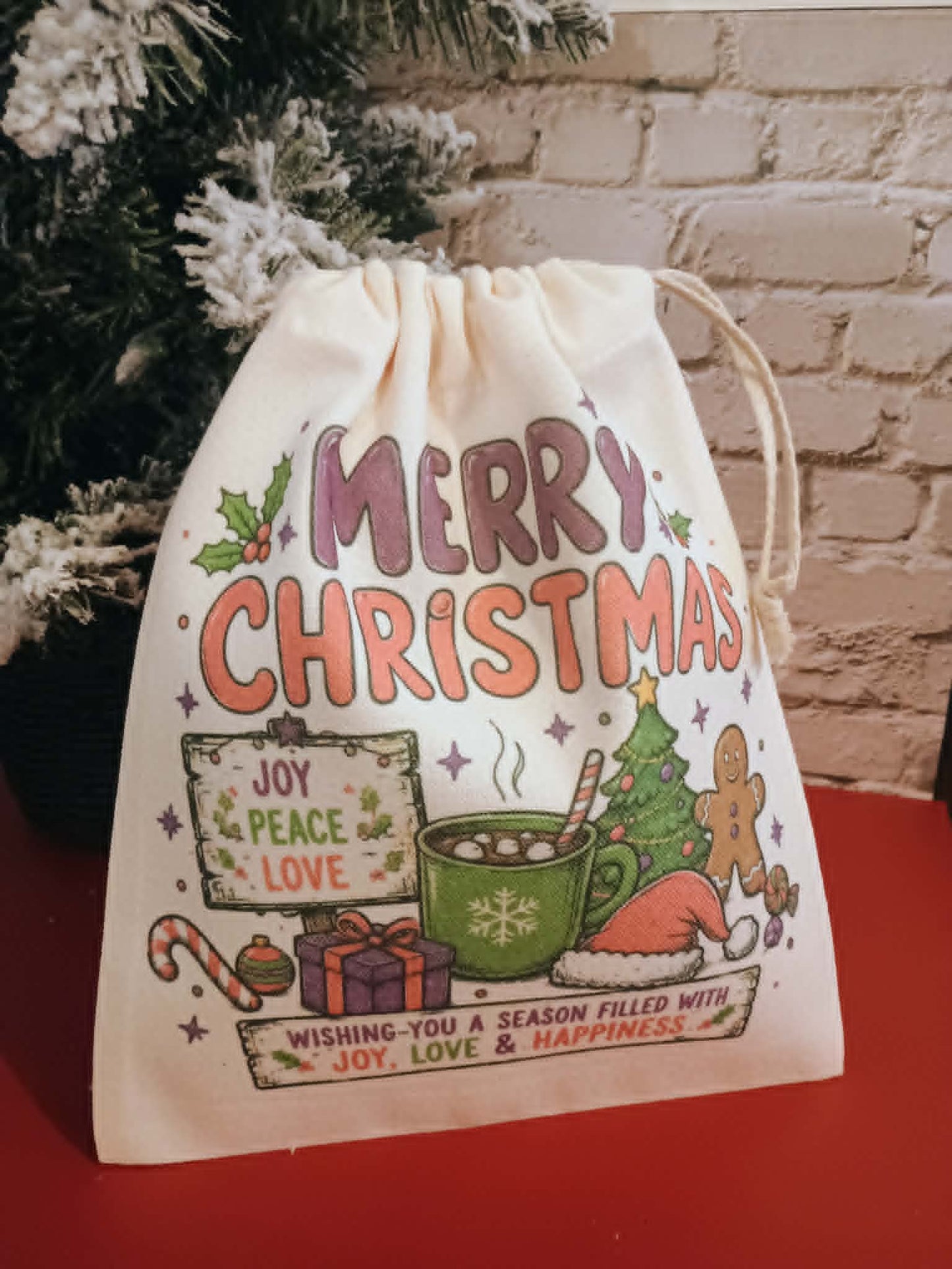 Christmas canvas bag~Purple~Pink~Merry Christmas