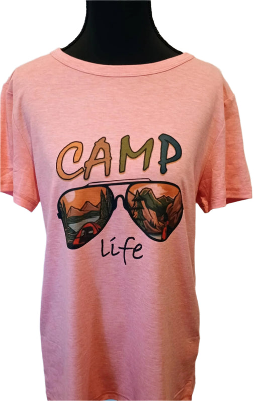 Women's Medium t-shirt~Camp life~light orange