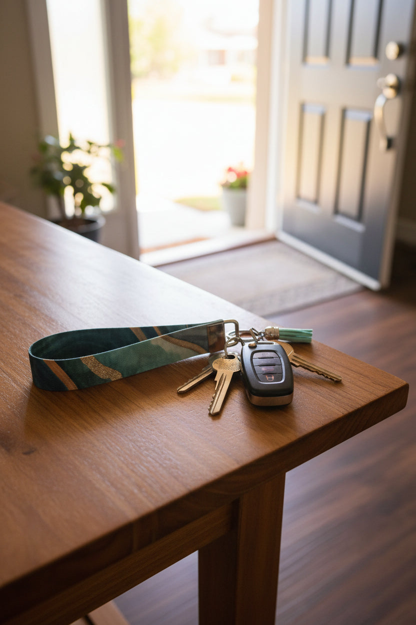 Wristlet keychain~green multi