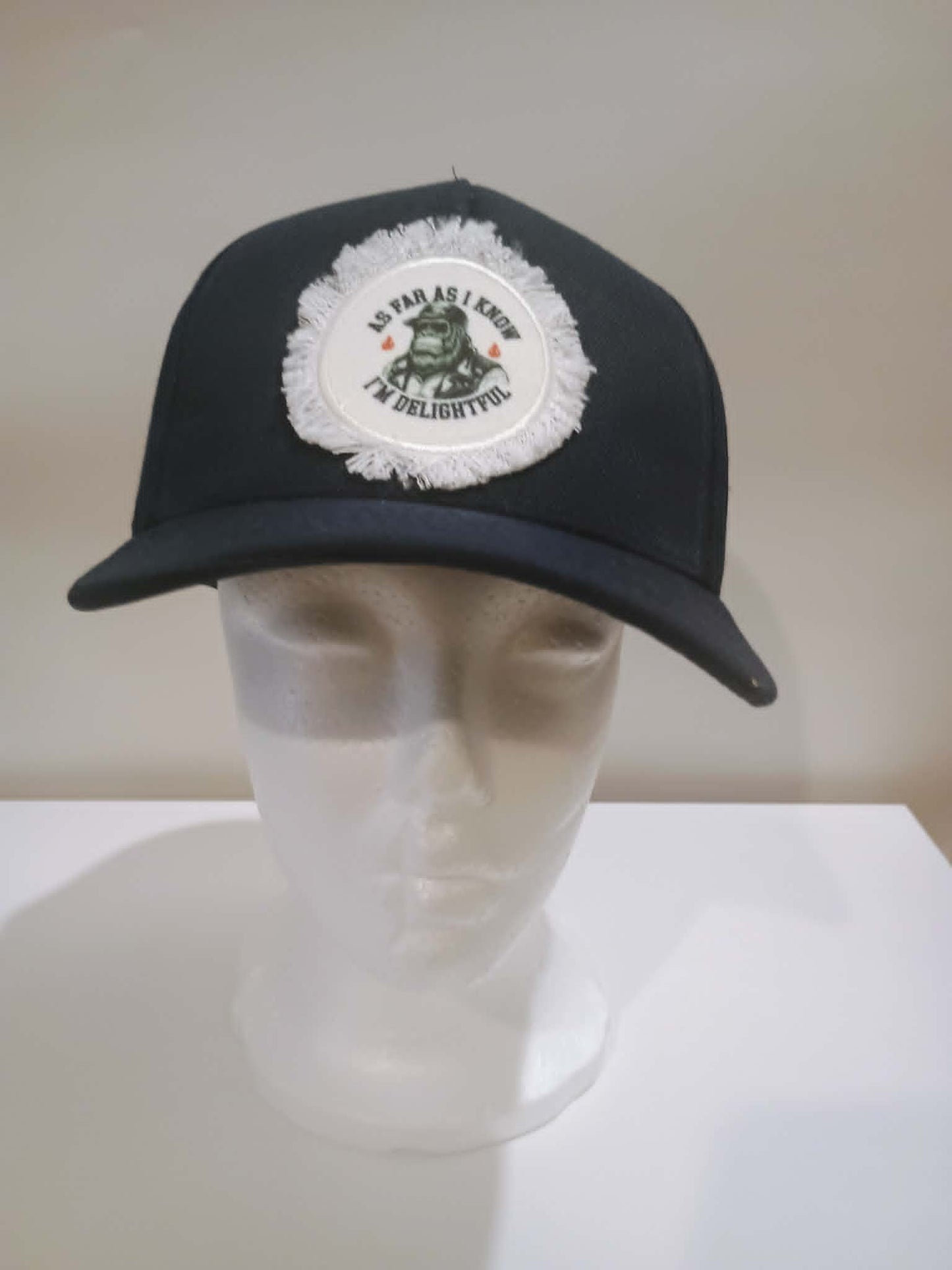 Baseball hat with patch~As far as I know I am delightful