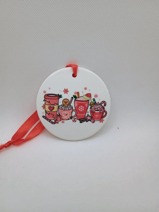 Ceramic Christmas ornament~coffee drinks