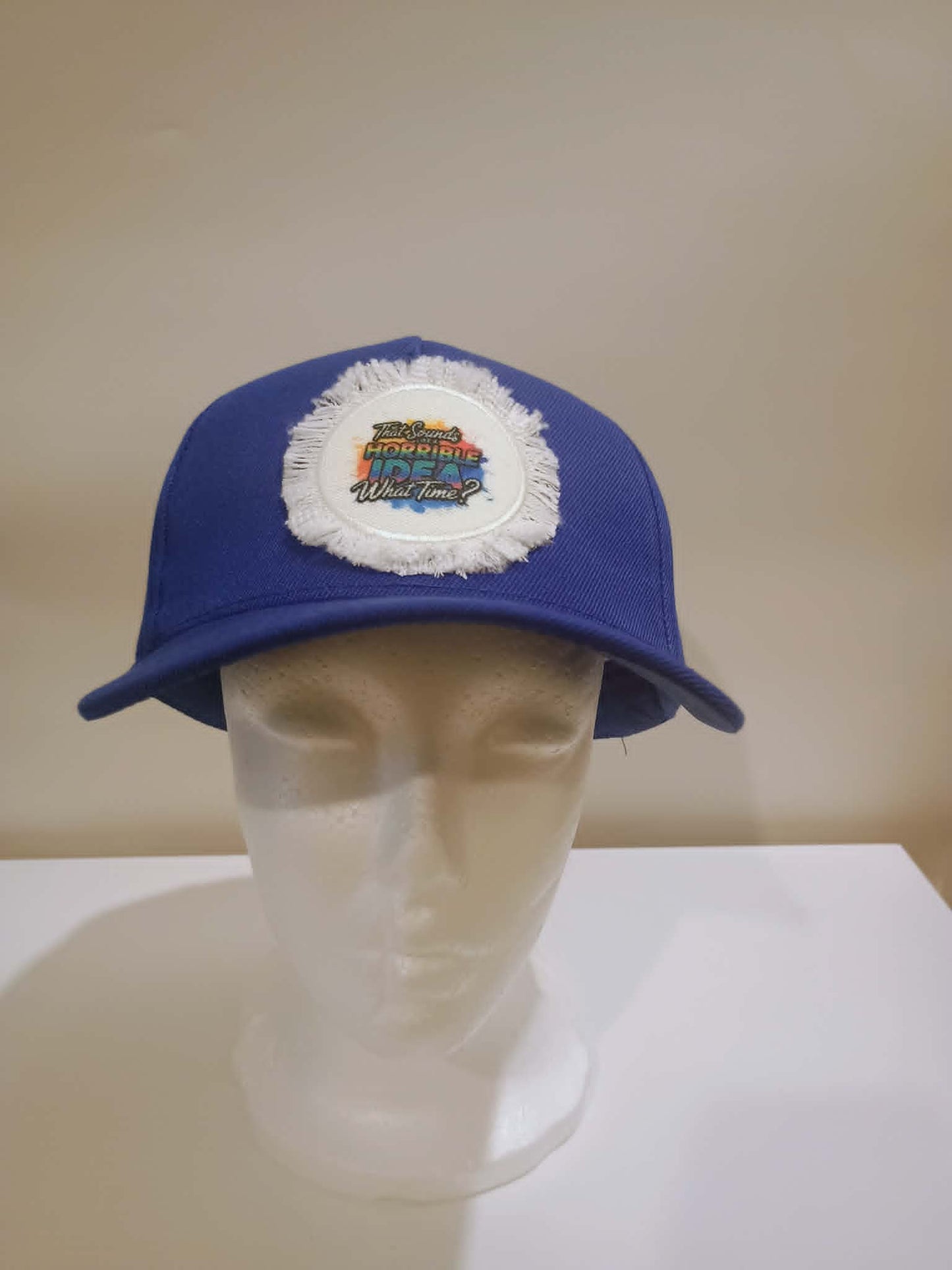 Baseball hat with patch~That's a horrible idea what time
