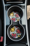 Car coasters~multi colored flowers
