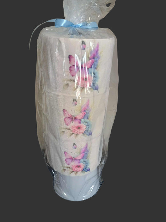 Decorative toilet paper with brush &stand~Butterflies
