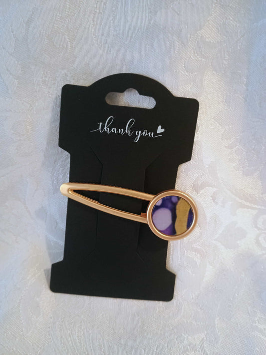 Metal Hair Barrette~purple multi round
