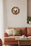 Wall clock~Rooster with flowers