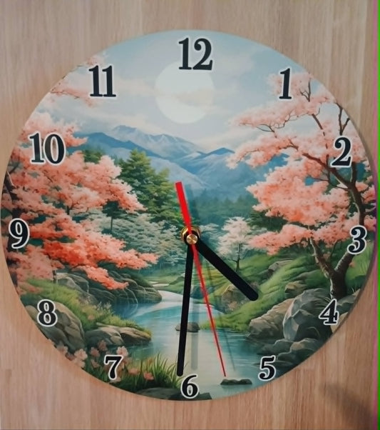 Wall clock~Mountain scenery