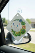 Car window sign~ gems with flowers