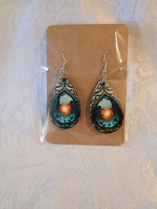 Earrings small~blue and orange