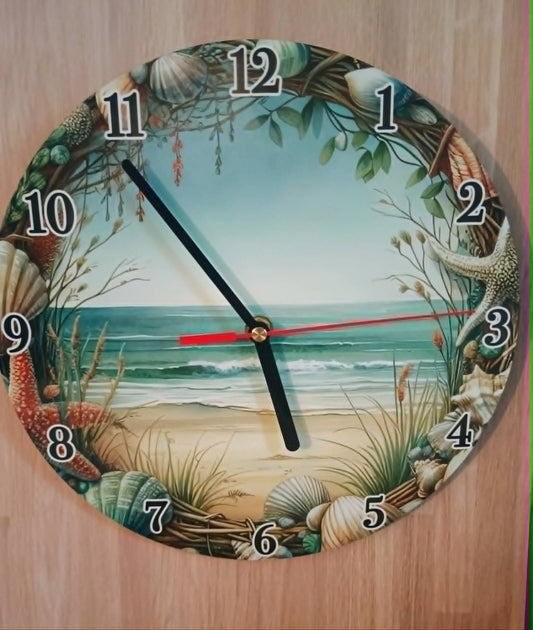 Wall clock~Beach with seashells