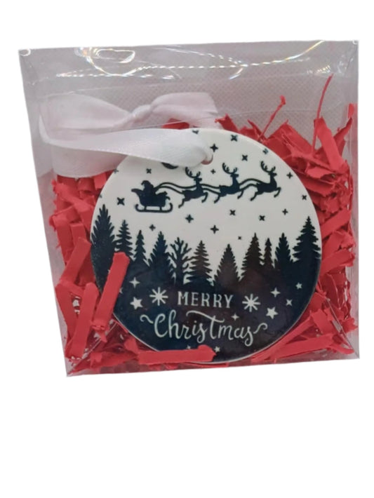 Ceramic Christmas ornament~black and white deer