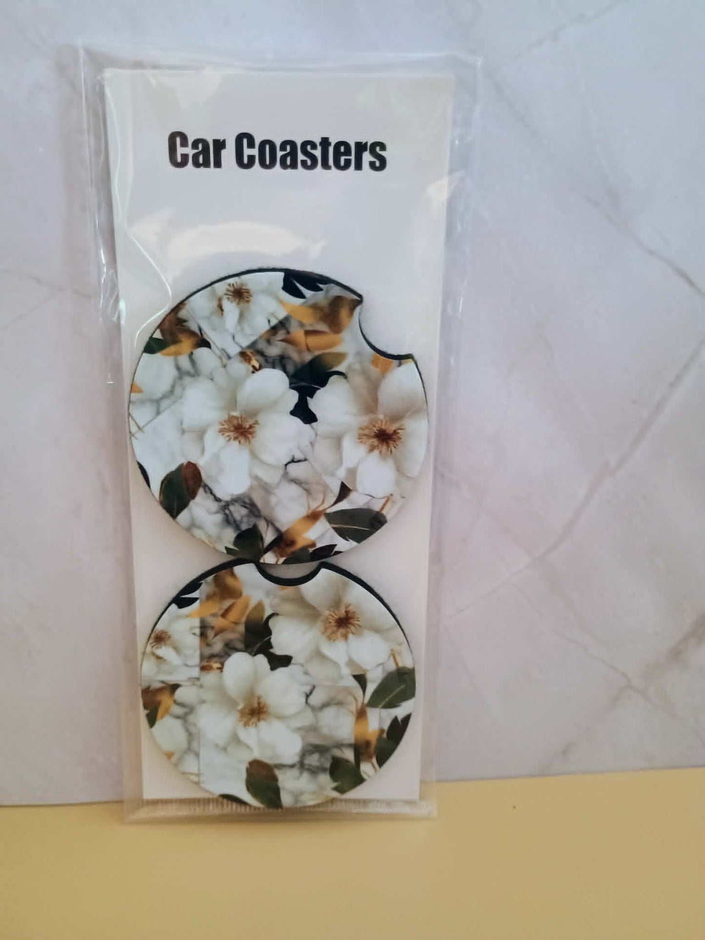 Car coasters~White flowers