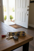 Wristlet keychain~yellow with flowers