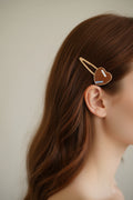 Metal Hair Barrette~Brown heart