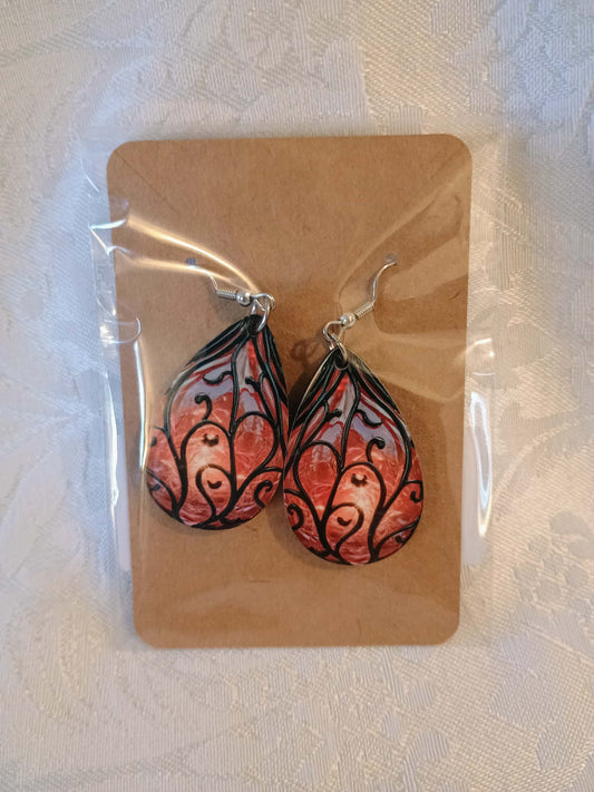 Earrings small~orange and grey