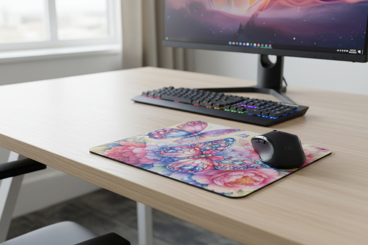 Mouse pad~ Butterfly with flowers