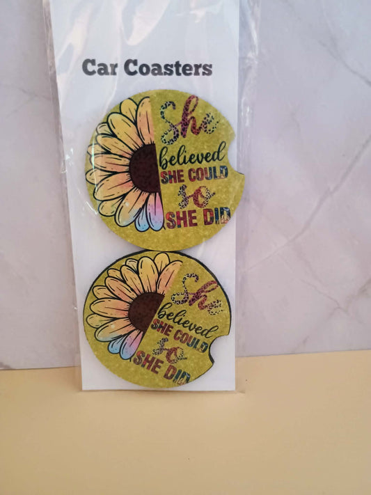 Car coasters~She believed she could so she did
