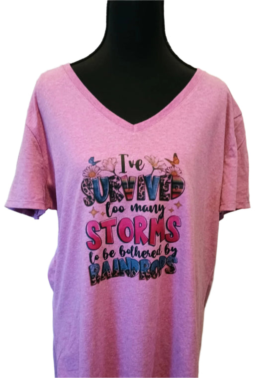 Women's 2XL  t-shirt~I've survived too many storms-light purple