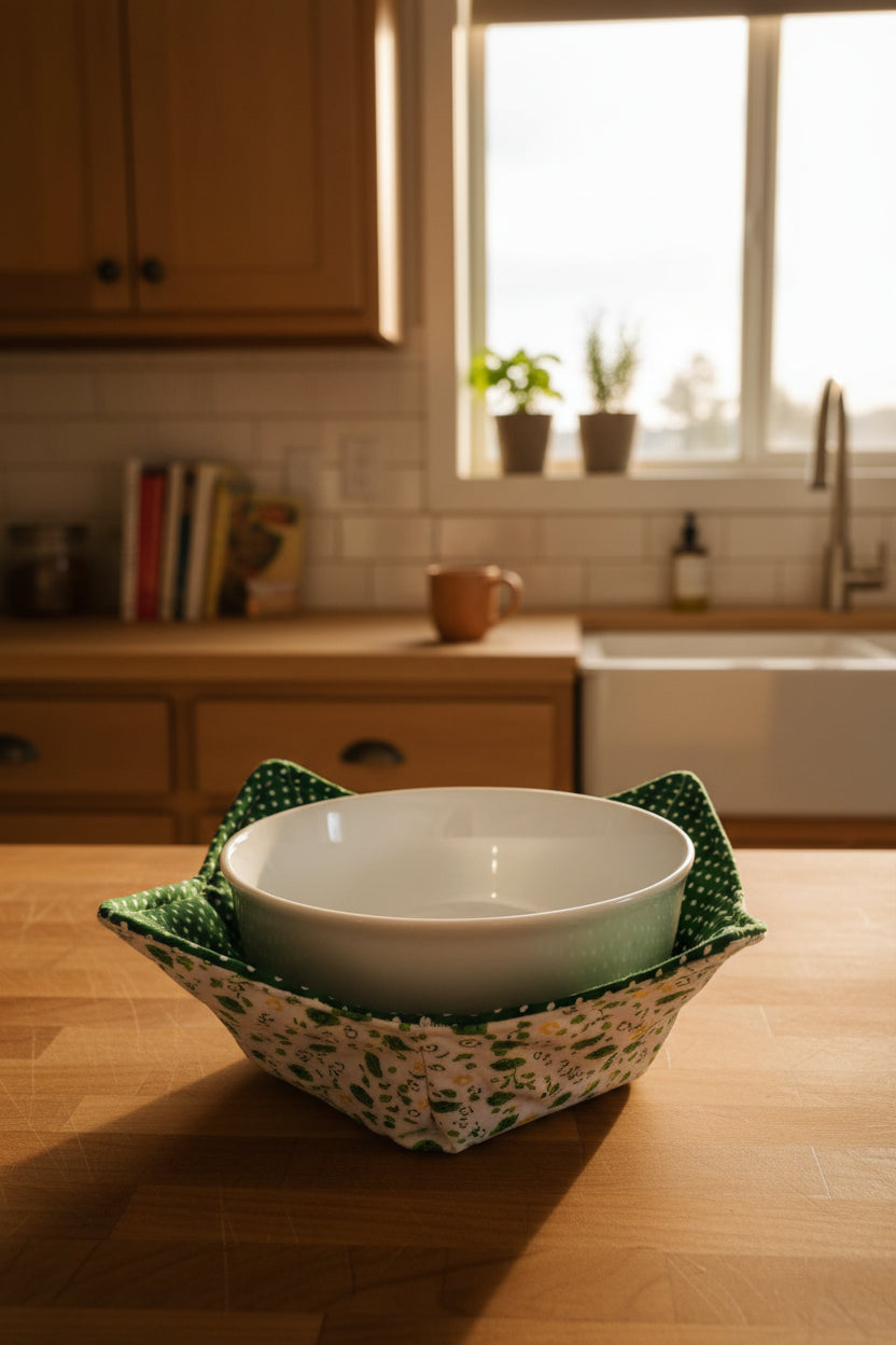 Bowl koozie~green floral