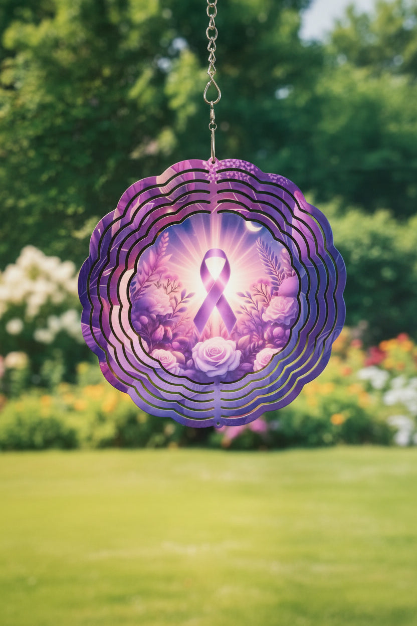 Round wind spinner~Purple ribbon